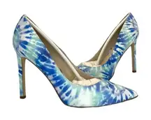 Nine West Pointed Toe Stiletto Heels 9.5 M Blue Tie Dye Dress Pumps Statement