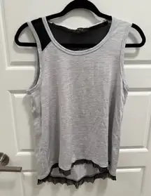 Alala Gray and Black Mesh Underlay Workout Tank Top