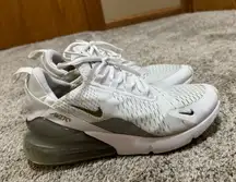 White Nike Air Max 270 with gold and silver accents size women’s 9