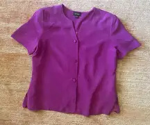 Shomi Vintage Silk  Lined Short Sleeve Button Up Women’s Pink Jacket Size 14