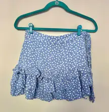 Light Blue White Floral Daisy Mini Skirt