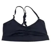 Prana black twisted knot strappy back sports bra pullover support size small