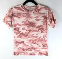 Love Fire Womens T Shirt Top Crew Neck Short Sleeve Camouflage Camo Pink M