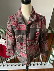 Molly And Maxx Collared‎ Front Zipper Long Sleeves Patterned Jacket Size Medium
