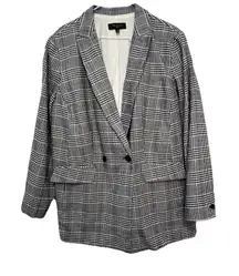 Talbots Plus Women’s Blazer Gray,black White Blue Houndstooth Career Size 14