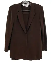 Carlisle Vintage Havana Wool Tweed 3 Piece Blazer Skirt and Pants Suit Set New