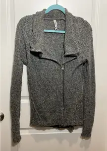 Aeropostale Women's Grey Knit Zip Up Cardigan Sweater Small Collared Grunge