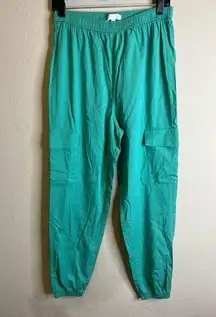 Abound Womens Joggers‎ Green Size Small  Elastic Waist Cargo Pull On Style