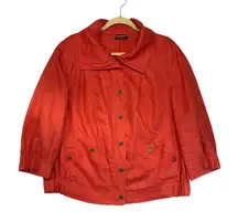Bianca Orange Linen Collared Cropped Jacket Statement Bold Old Money Size XL