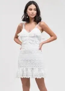 JOA | Eyelet Ruffle Dress in White