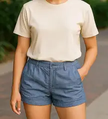 KHAKIS BY GAP Indigo Chambray Thin Denim Blue Jean Retro Linen Shorts ~ Womens 6