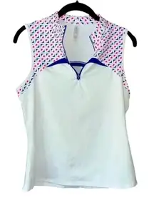 Kyodan Sleeveless Golf‎ Top Geometric Pattern Quarter-Zip Athletic Tank