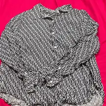 Black and White Patterned Button-Up Shirt