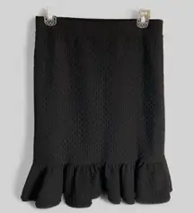 Anthropologie  NEW black textured lined dressy pencil skirt, ruffle, small