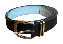 White House Black Market Black and gold tone leather belt medium