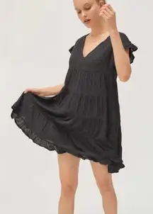 Urban Outfitters Tiered Clip Dot Mini Shift Dress Black Small