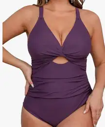 Cupshe NWT  Women's One Piece Swimsuit - Wine Purple XL