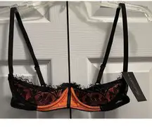 Fredericks of Hollywood Orange Satin Lux Demi Bra Size 10 NEW