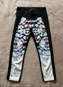 Athleta Black White‎ Multi Geometric Print Mid-Rise  Athletic Leggings Small
