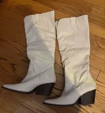 White Tall Western Style Boots