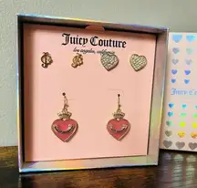 Juicy Couture set of three heart earrings with crown​​​​