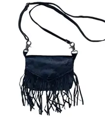 Fringe fold over flap faux leather Crossbody purse removable adjustable strap