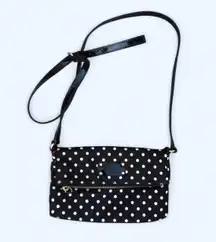 Kate Spade Aleah Polka Dot Black White Crossbody Messenger Shoulder Fold Over Bag Purse Zipper Chic Quiet Luxury Casual Great condition  Measurement in pics