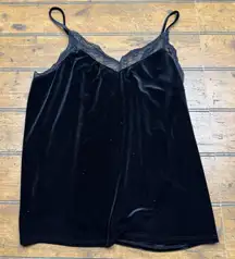 Moa Moa Velvet Cami Womens Size Large Black‎ Black Lace Y2K Feminine Whimsigoth