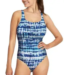 Speedo Bright Cobalt Tie Dye Tank One Piece Swimsuit Size Medium