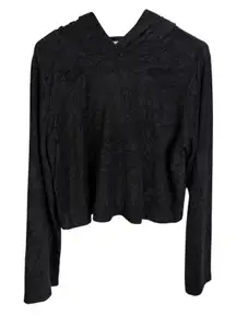 Reformation Jeans Hoodie Womens Large Grey Pullover Cropped Fuzzy Oversized