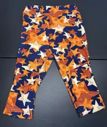 LuLaRoe Leggings Americana Patriotic Stars Blue Orange Fireworks OS One Size