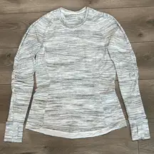 Lululemon Runderful Long Sleeve Space Dye‎ Camo White Silver Spoon Top Size 10