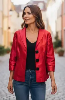 RARE VTG Painted Pony Boxy Red Blazer Made in USA Large