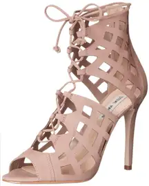 93. Steve Madden Beige Lace-Up Cutout Heels — Women’s Statement Shoes