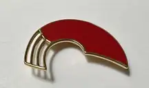 Vintage Signed Monet Gold Tone Red Enamel Brooch Pin