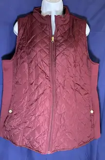 Kim Rogers Red Quilted Zip Vest Size XL