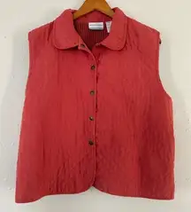 Alfred Dunner Coral Pink Quilted Vest 18 Petite Casual