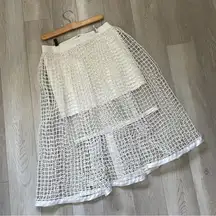 a.Knackfuss Net Skirt overlay sheer White (one size) designer avant garde runway