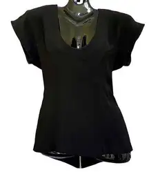 Vena Cava Black Scoop Neck Zip Back High-Low Fitted Top