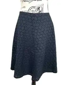 Gap  A-Line Skirt Knee Length Floral Eyelet Black Cotton Women Size 4