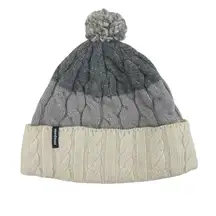 Patagonia Bobble Beanie Wool Cable Knit Colorblock Gray Cream Women's One Size