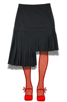 GREY LAB Black Pleated Asymmetrical Skirt Size MEDIUM