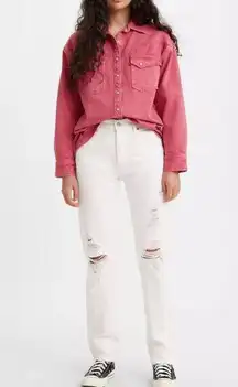 Levi’s 501 Original Women’s High Rise Straight Leg Jeans White Size 32x30 Red