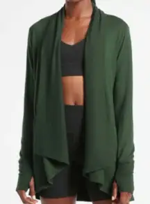 Elegant Forest Green Drape Cardigan A0439