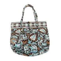 Vera Bradley Java Blue Large Tote with Tortoise Toggle Closure