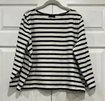 J. CREW Classic Mariner Cloth Boatneck T-shirt Ivory Navy Stripes Womens XXL