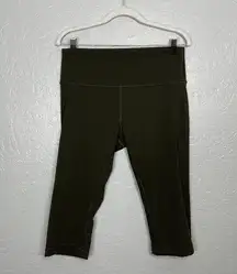 Lululemon  Women 12 Dark Olive Green Wunder Under Hi-Rise 1/2 Tight Luxtreme