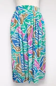 Vintage Sophisticate Midi Skirt Colorful Pleated Size 6