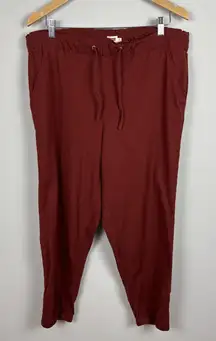Levi's Jogger Pants Womens XL‎ Brick Red Pull On Drawstring Waist High Rise Crop