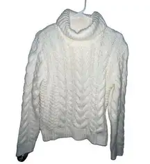 Harper Heritage  Ivory Cable Chunky Knit Turtleneck Pullover Sweater Women Small